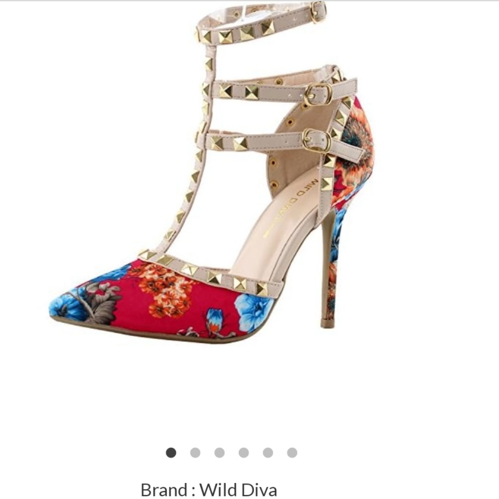 Wild Diva Size 7.5 Fuscia Floral Heels